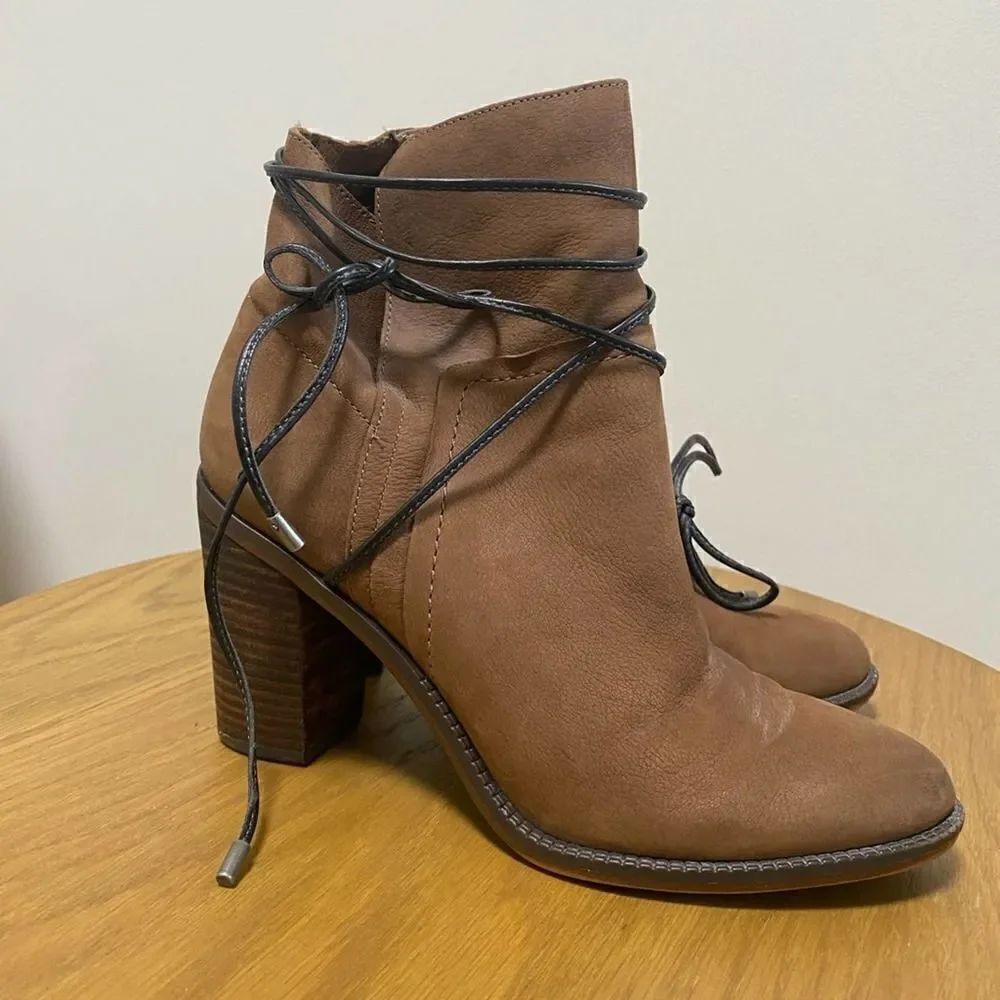 Franco Sarto Brown Edaline Heeled Booties